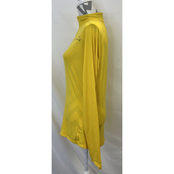Nike Livestrong Womens 1/4 Zip Pullover Size Lg Yellow Athletic Stretch Shirt FS - Picture 2 of 11